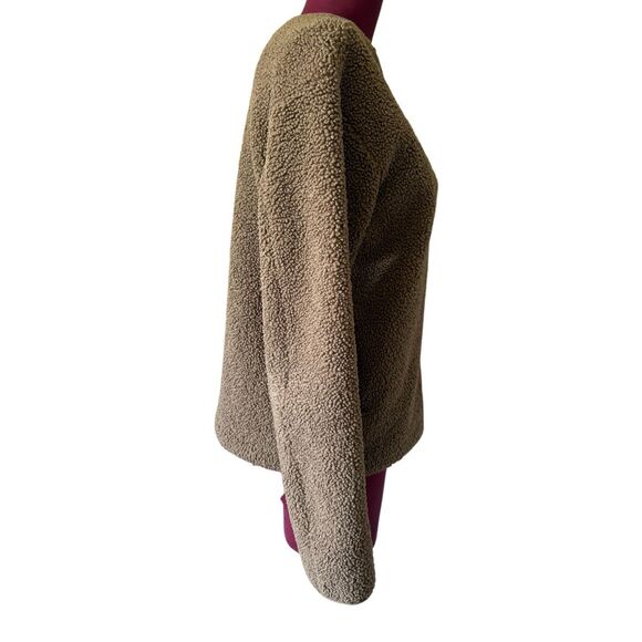 Uniqlo Pile Lined Fleece Jacket size S Olive Green Snap Closure - Picture 10 of 11